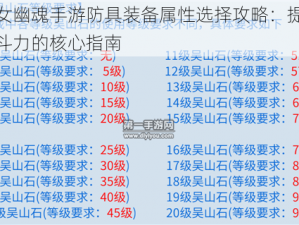 倩女幽魂手游防具装备属性选择攻略：提升战斗力的核心指南