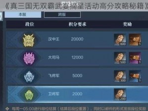 《真三国无双霸武宴摘星活动高分攻略秘籍》