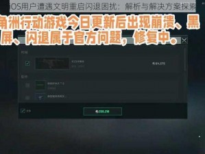 iOS用户遭遇文明重启闪退困扰：解析与解决方案探索
