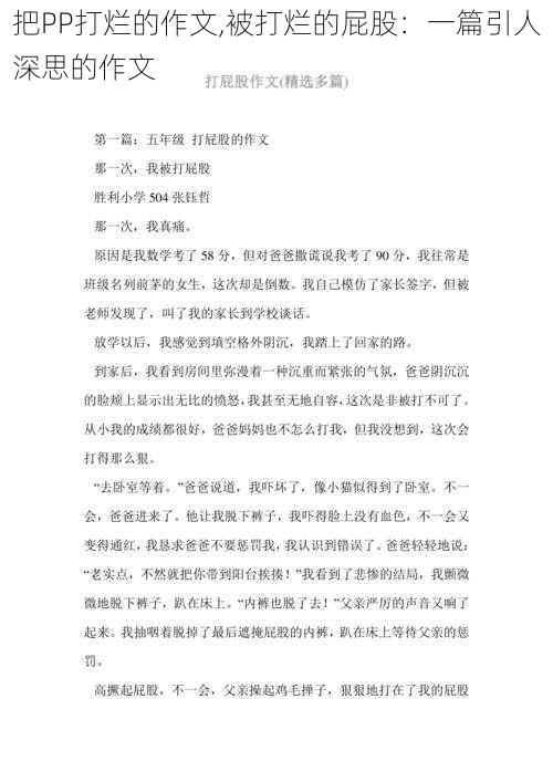 把PP打烂的作文,被打烂的屁股：一篇引人深思的作文