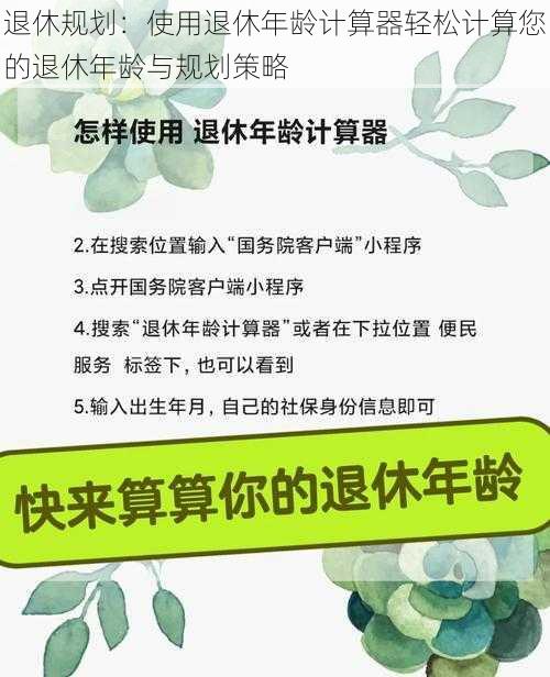 退休规划：使用退休年龄计算器轻松计算您的退休年龄与规划策略