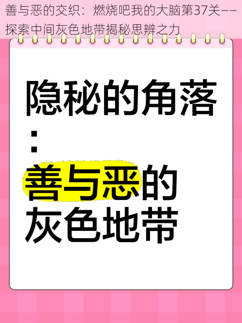 善与恶的交织：燃烧吧我的大脑第37关——探索中间灰色地带揭秘思辨之力