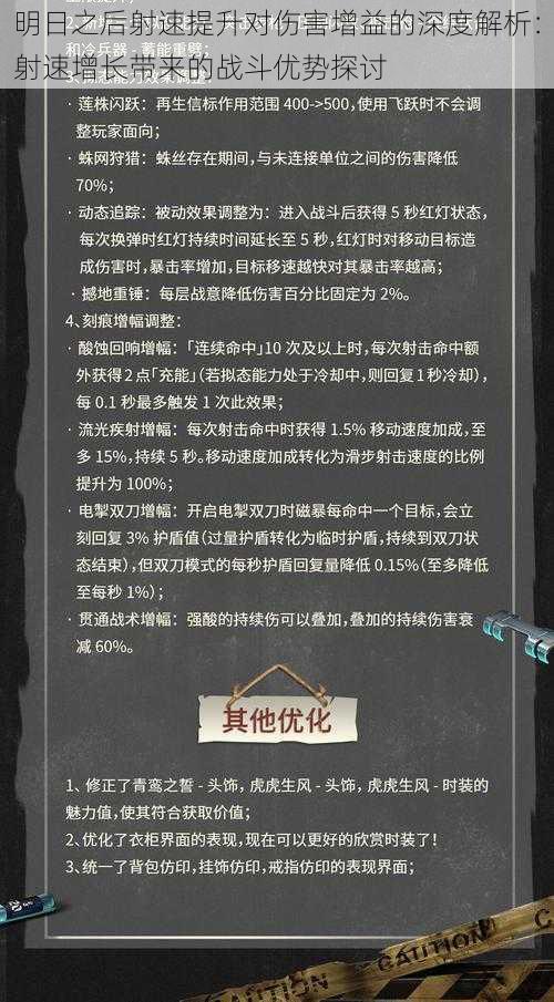 明日之后射速提升对伤害增益的深度解析：射速增长带来的战斗优势探讨