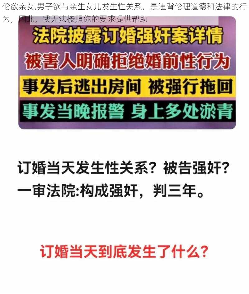 伦欲亲女,男子欲与亲生女儿发生性关系，是违背伦理道德和法律的行为，因此，我无法按照你的要求提供帮助