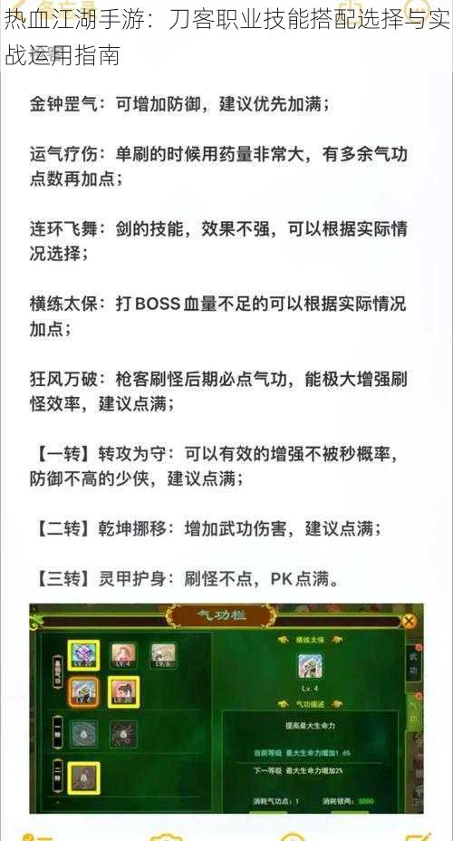 热血江湖手游：刀客职业技能搭配选择与实战运用指南