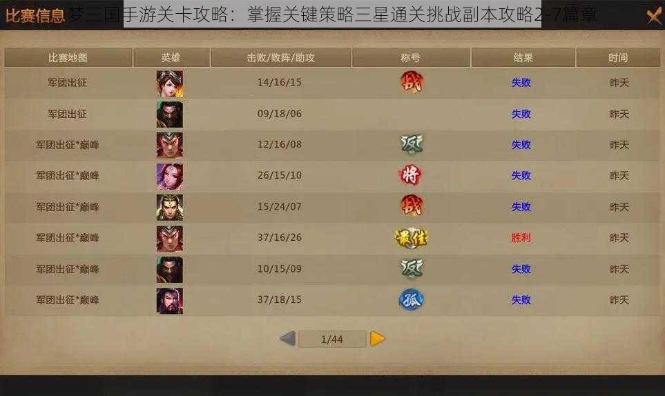 梦三国手游关卡攻略：掌握关键策略三星通关挑战副本攻略2-7篇章