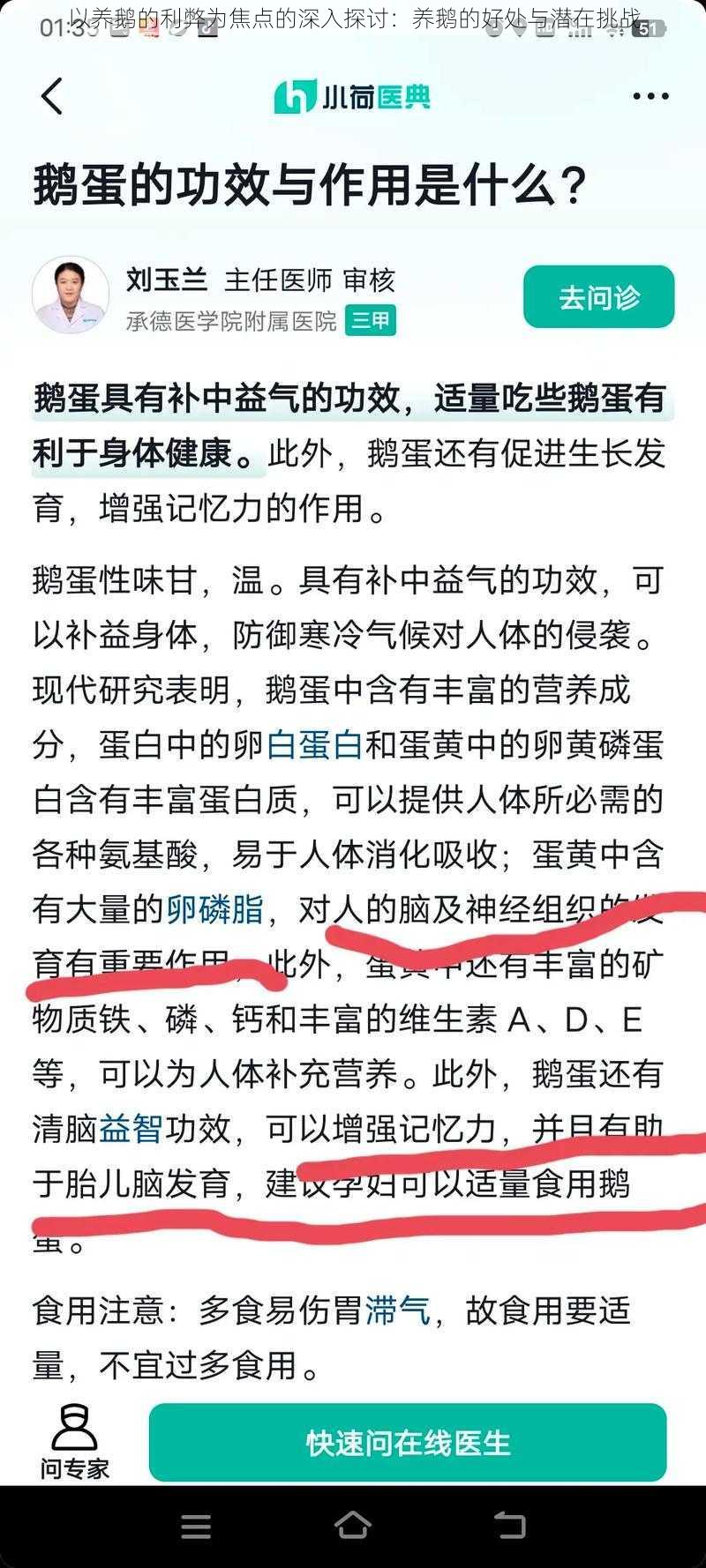 以养鹅的利弊为焦点的深入探讨：养鹅的好处与潜在挑战