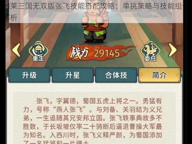 胡莱三国无双版张飞技能搭配攻略：单挑策略与技能组合解析