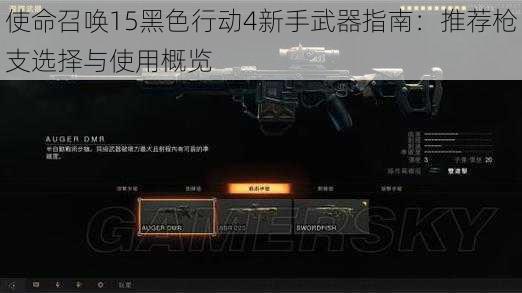 使命召唤15黑色行动4新手武器指南：推荐枪支选择与使用概览