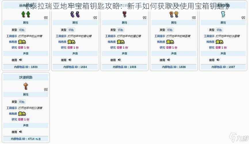 《泰拉瑞亚地牢宝箱钥匙攻略：新手如何获取及使用宝箱钥匙》